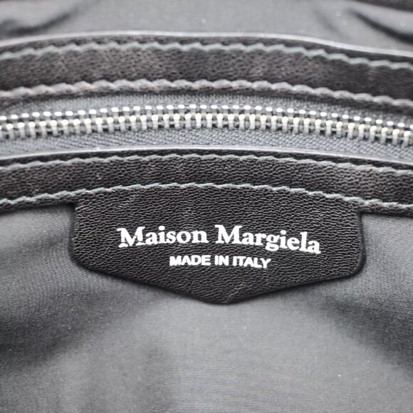 MAISON MARGIELA Logo Glam Slam Chain Clutch Hand Bag Leather Black Silve 40RF146 - Picture 11 of 15